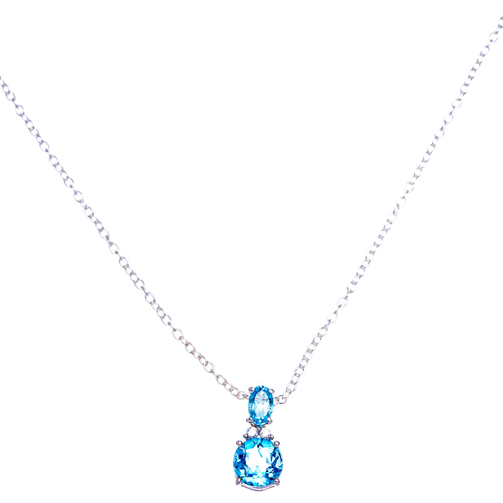 Blue Topaz Necklace 18" (925 Sterling Silver) N90034
