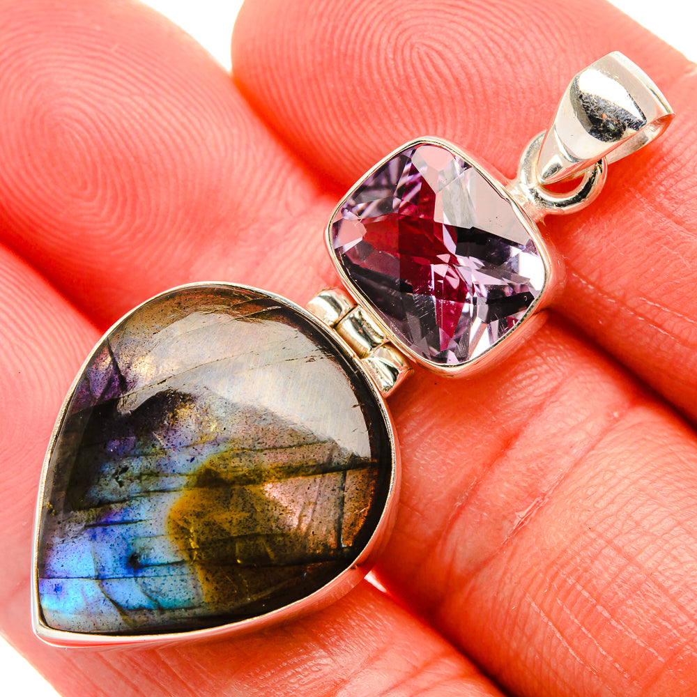 Labradorite, Amethyst Pendant 2" (925 Sterling Silver) PD38151
