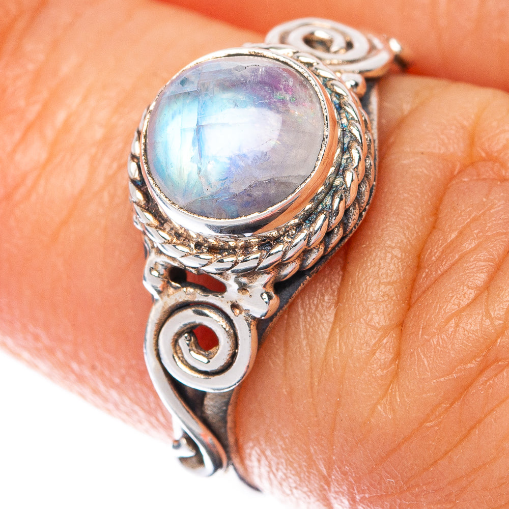 Rainbow Moonstone Dainty Ring Size 5.5 (925 Sterling Silver) R145060