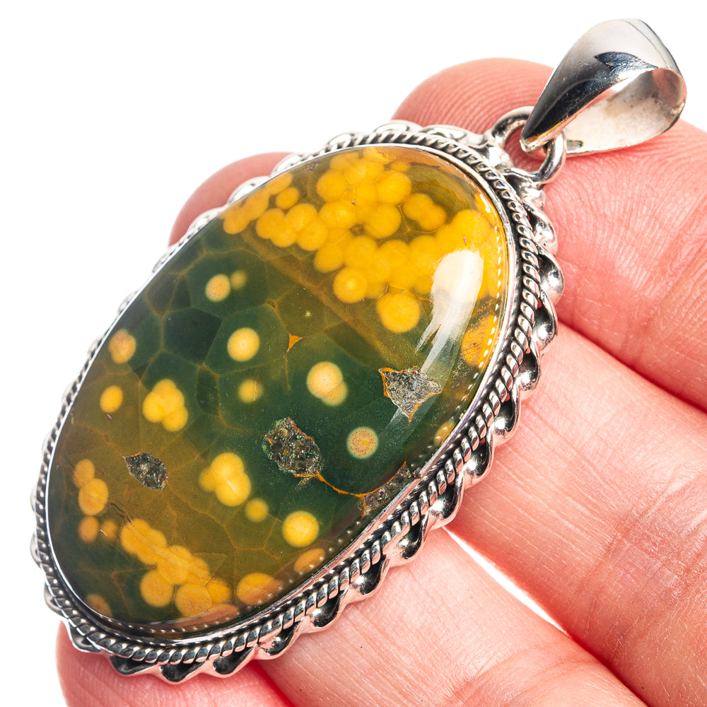 Ocean Jasper 925 Sterling Silver Pendant 2 1/8"