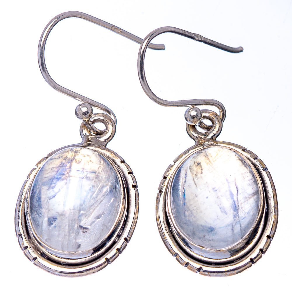 Rainbow Moonstone Earrings 1 1/4" (.925 Sterling Silver)