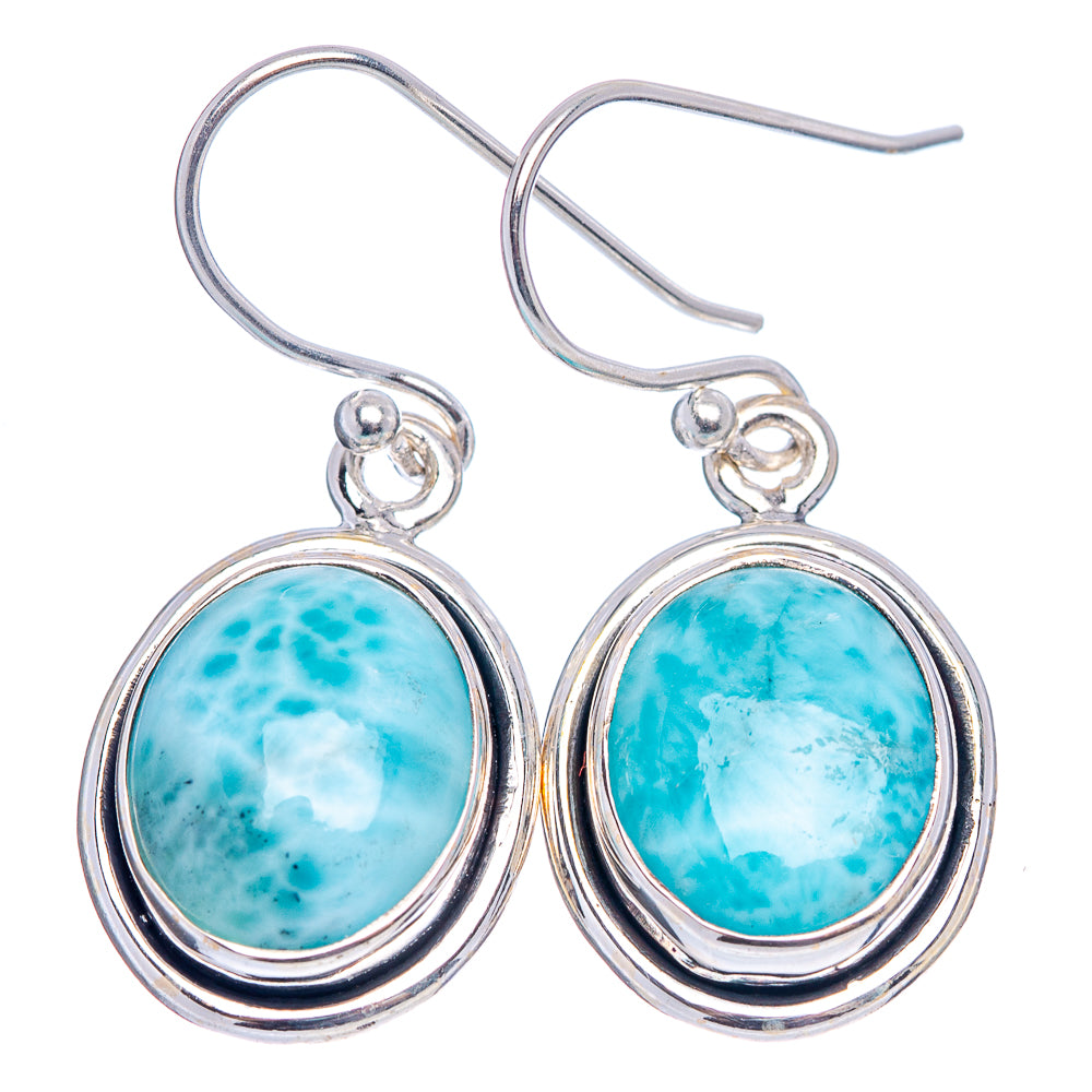 Larimar Earrings 1 3/8" (.925 Sterling Silver)