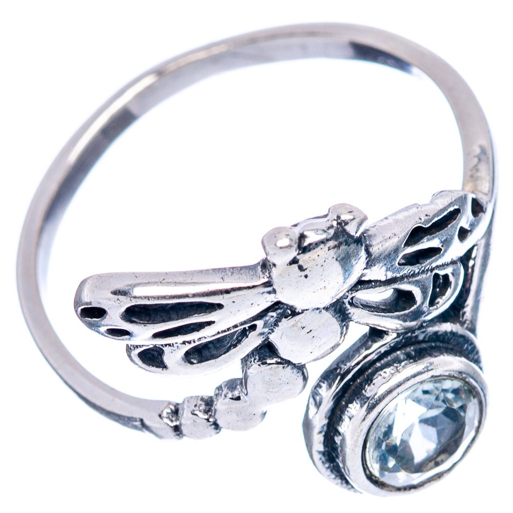Blue Topaz Dragonfly Dainty Ring Size 8 (.925 Sterling Silver)