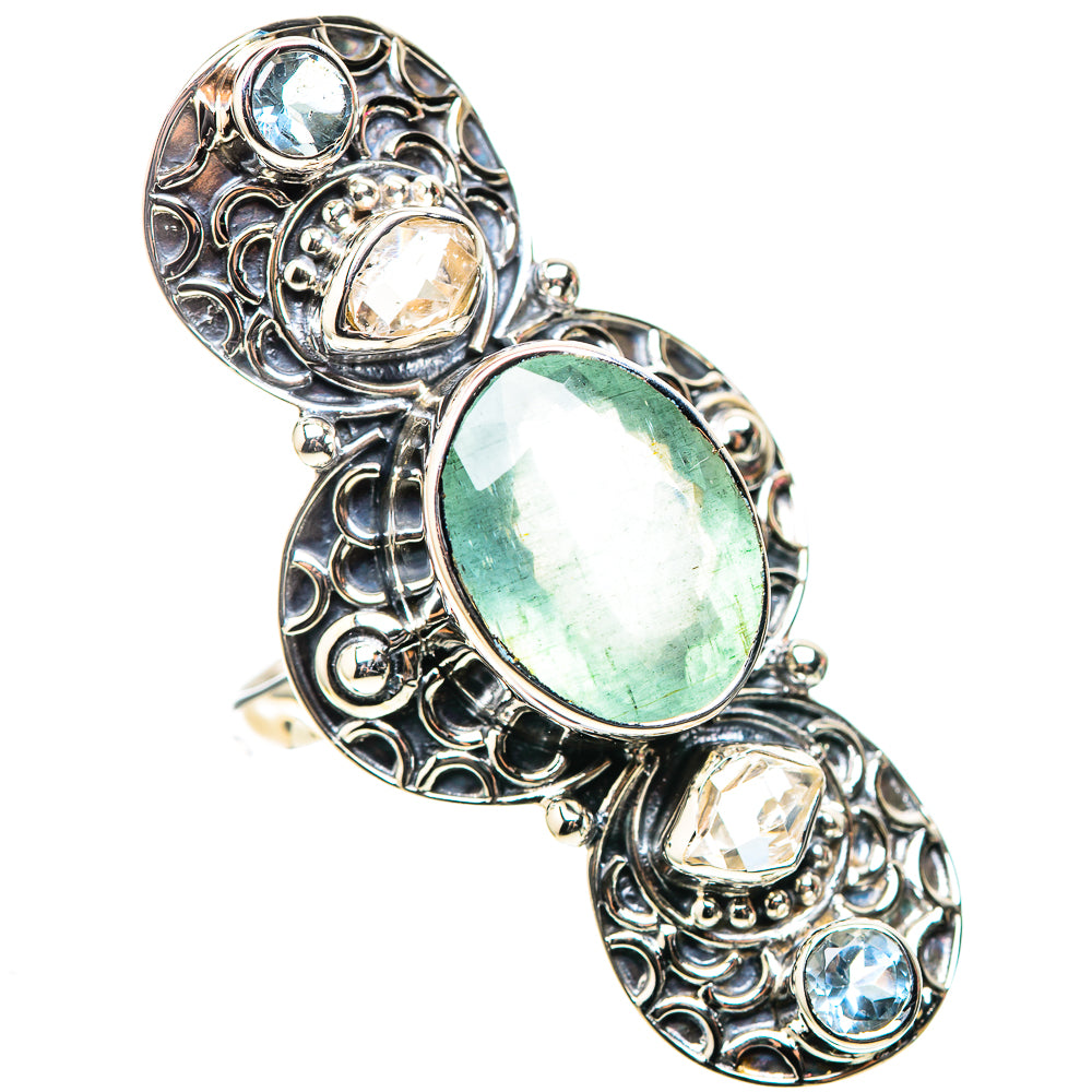 Signature Large Aquamarine, Herkimer Diamond, Blue Topaz Ring Size 9 (925 Sterling Silver) RING138263