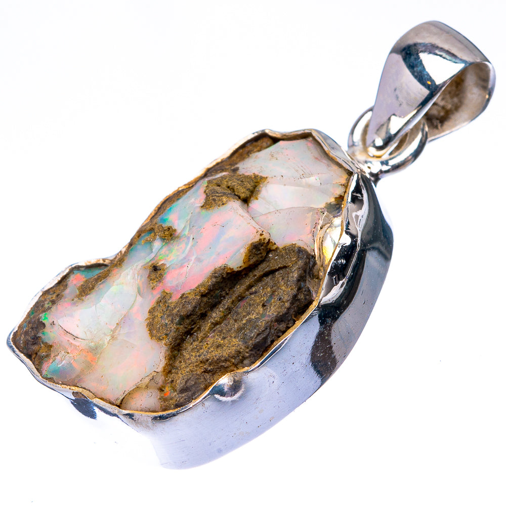 Raw Ethiopian Opal 925 Sterling Silver Pendant 1 3/8" (925 Sterling Silver) PD38649