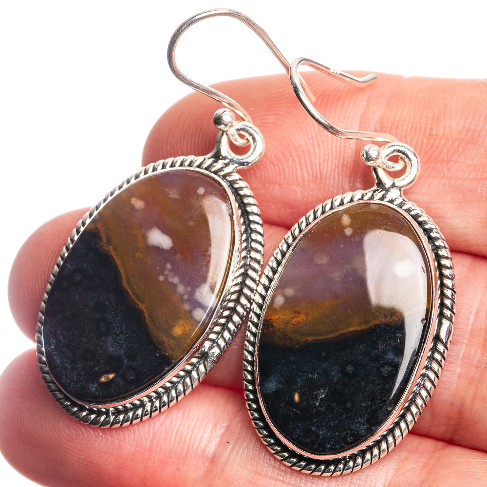 Ocean Jasper 925 Sterling Silver Earrings 1 5/8"