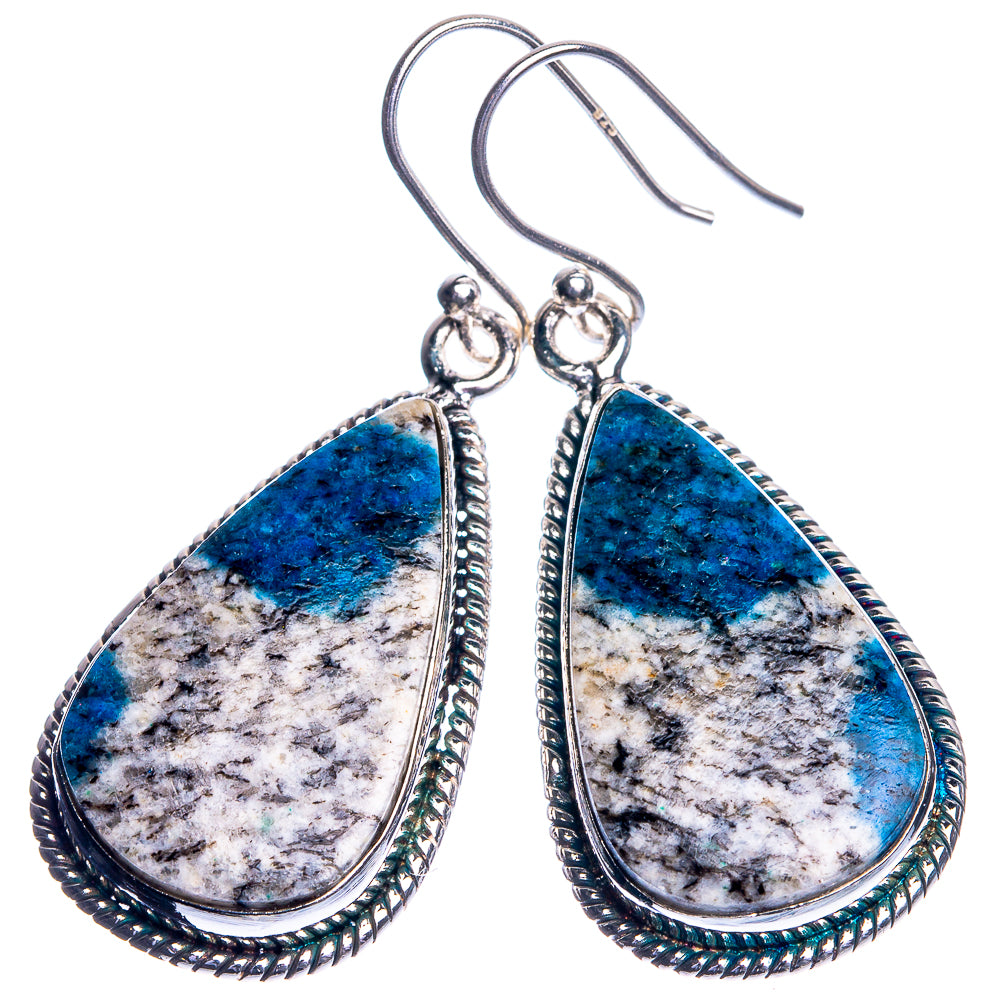 K2 Blue Azurite 925 Sterling Silver Earrings 1 5/8'