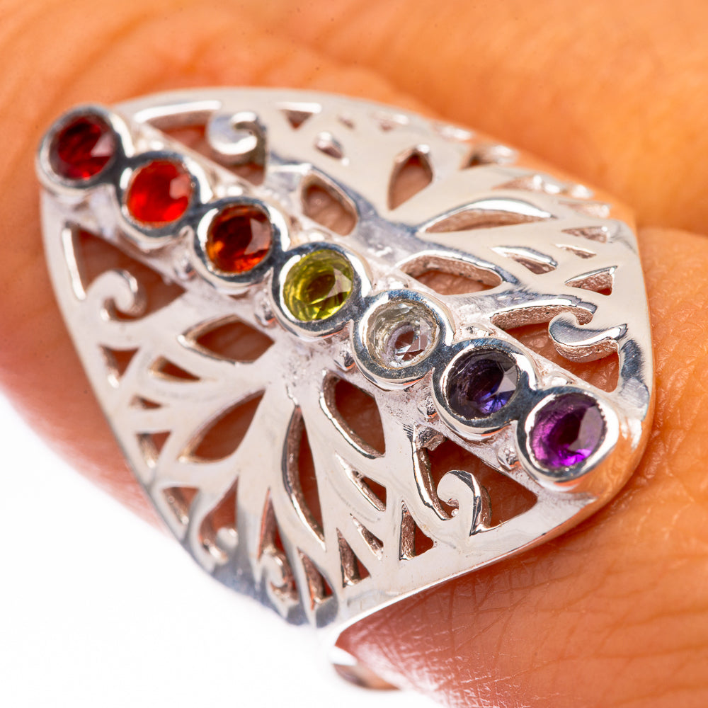 Rainbow Chakra Ring Size 9.75 (925 Sterling Silver) R140603