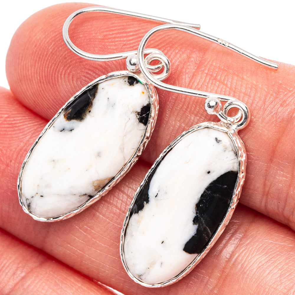 Zebra Jasper Earrings 1 1/2" (925 Sterling Silver) E1894