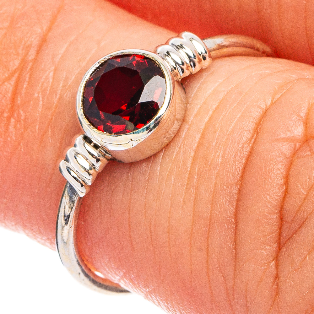 Dainty Garnet Ring Size 5.75 (.925 Sterling Silver)