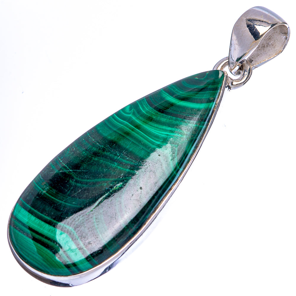 Malachite Pendant 1 3/4" (925 Sterling Silver) P43083