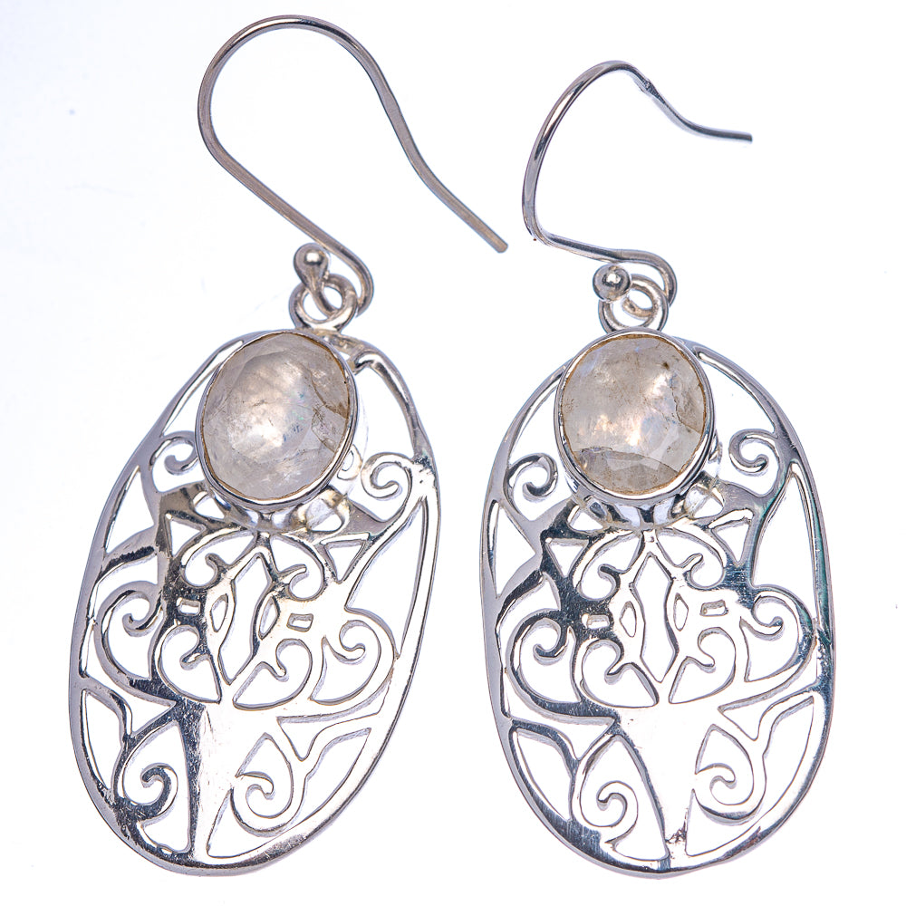 Rainbow Moonstone Earrings 2" (925 Sterling Silver) E433191