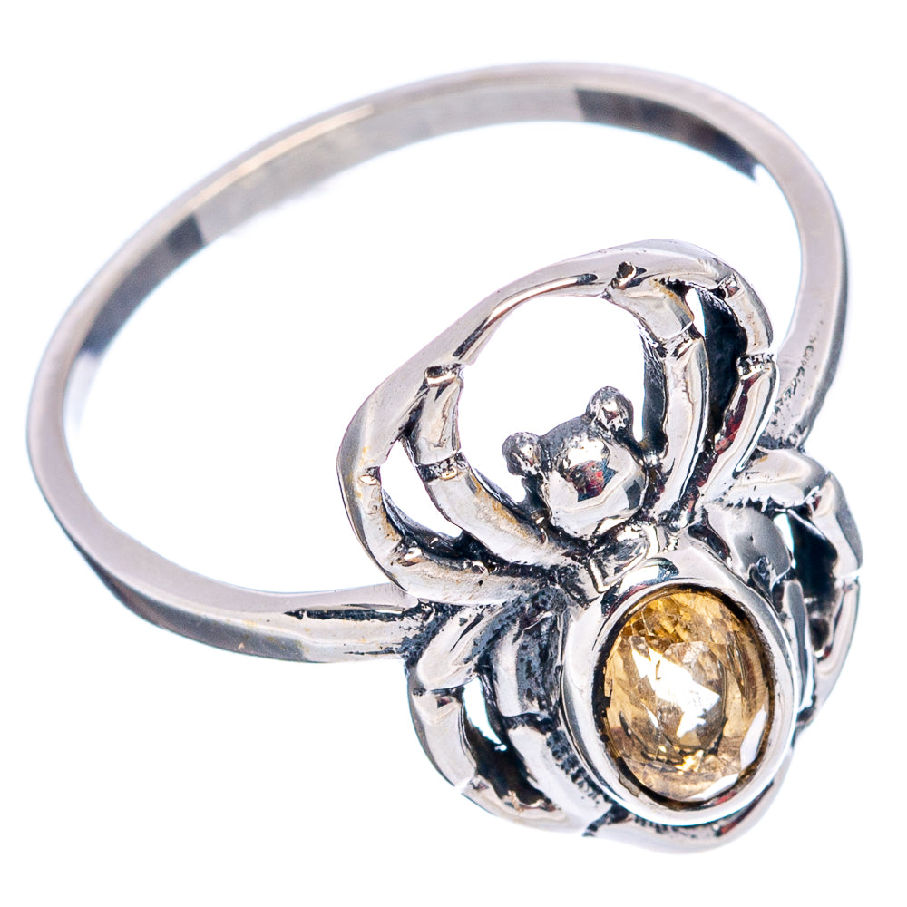 Citrine Spider Dainty Ring Size 7.5 (.925 Sterling Silver)