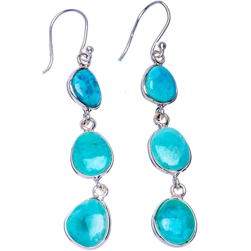 Larimar Earrings 2 1/4" (925 Sterling Silver) E433497