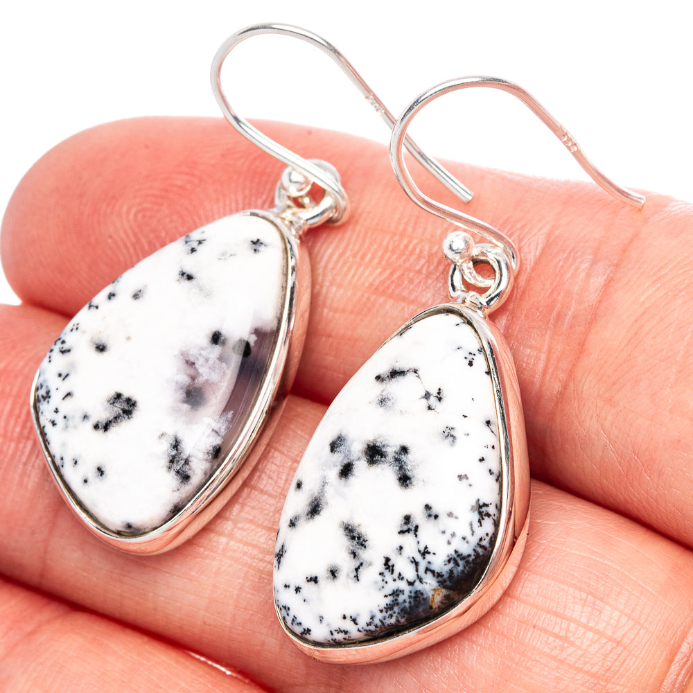 Dendritic Opal Earrings 1 1/2" (925 Sterling Silver) E1125