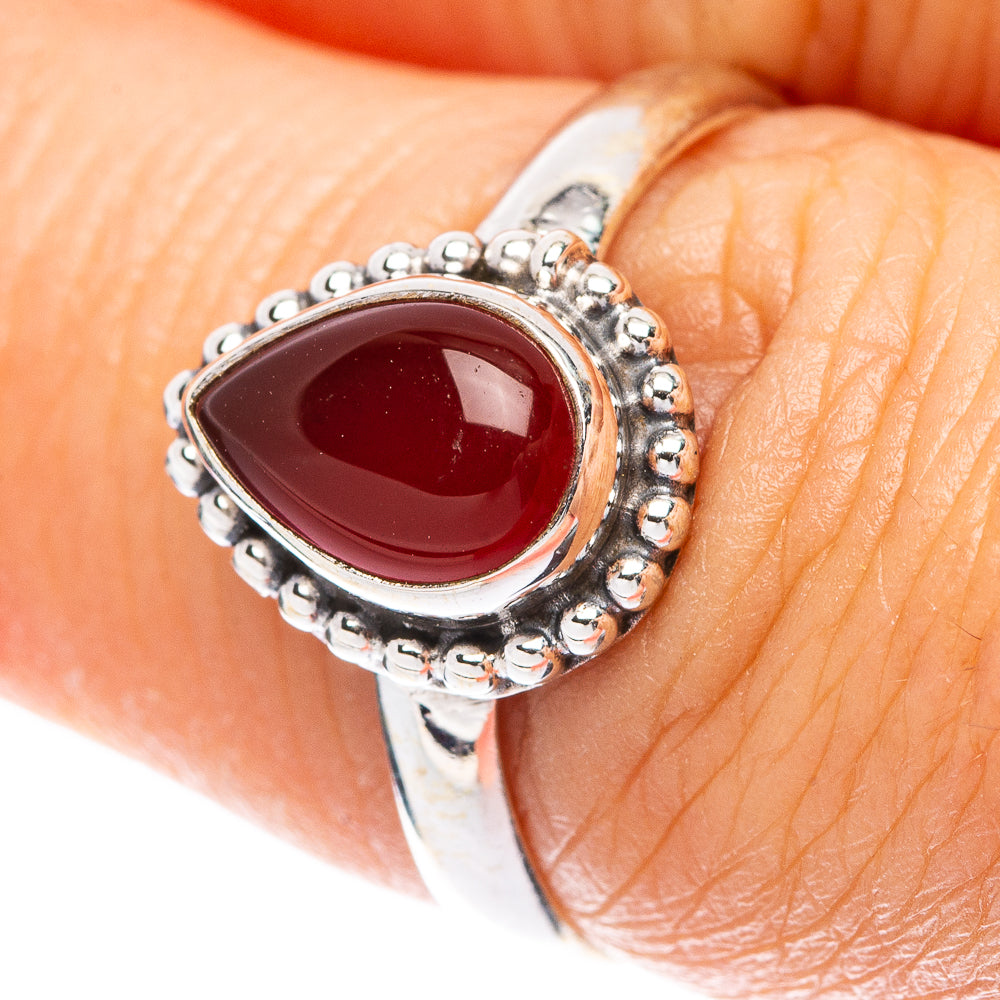 Red Onyx Dainty Ring Size 6.75 (925 Sterling Silver) R5806