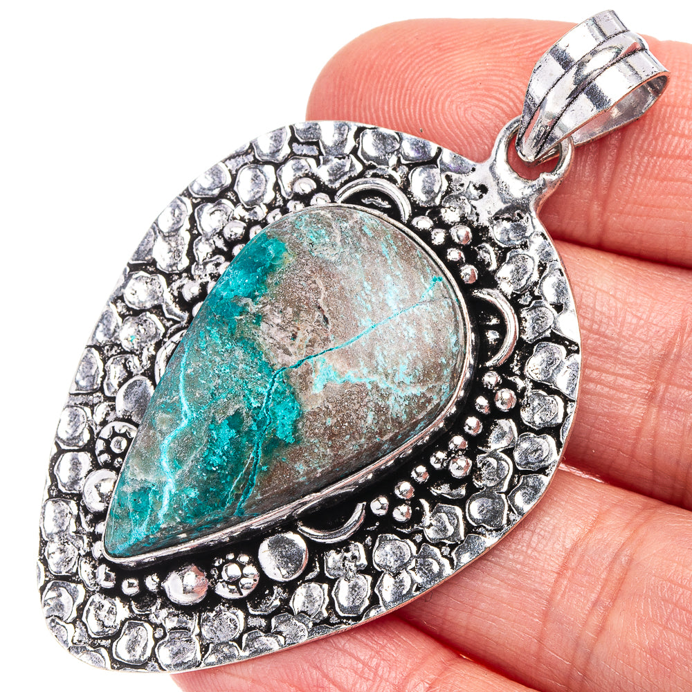 Chrysocolla Pendant 2 3/8" (German Silver)