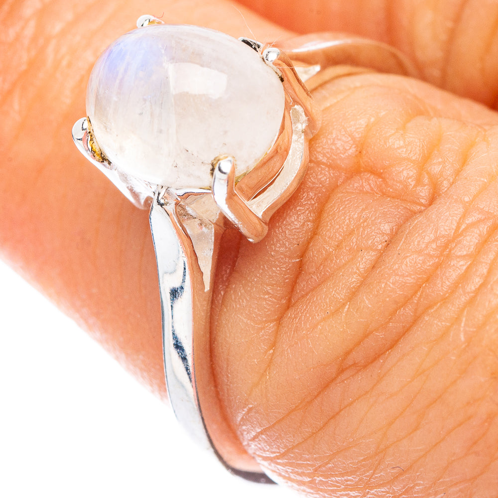 Rainbow Moonstone Dainty Ring Size 6.75 (925 Sterling Silver) R5886