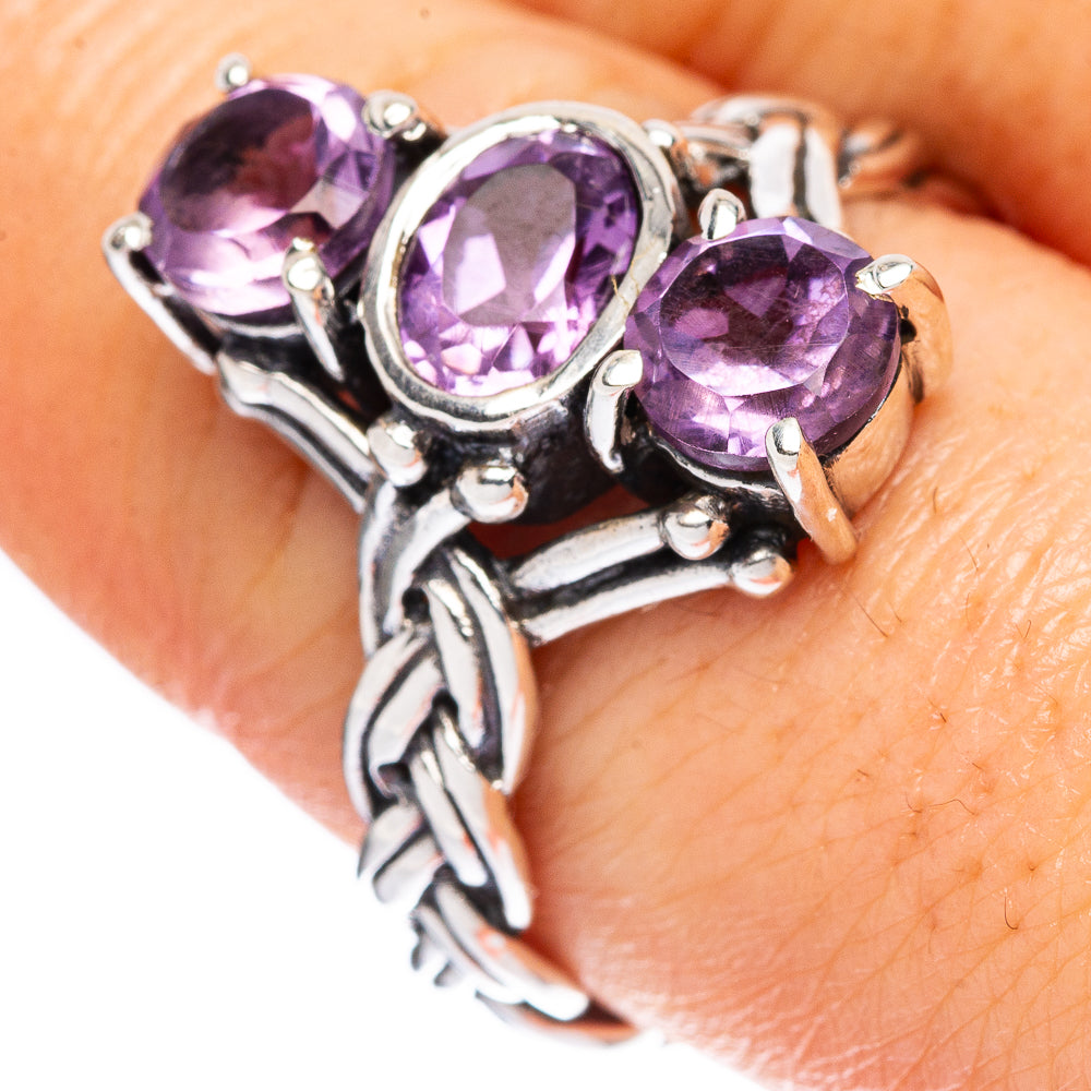 Faceted Amethyst Ring Size 9.25 (925 Sterling Silver) R2350