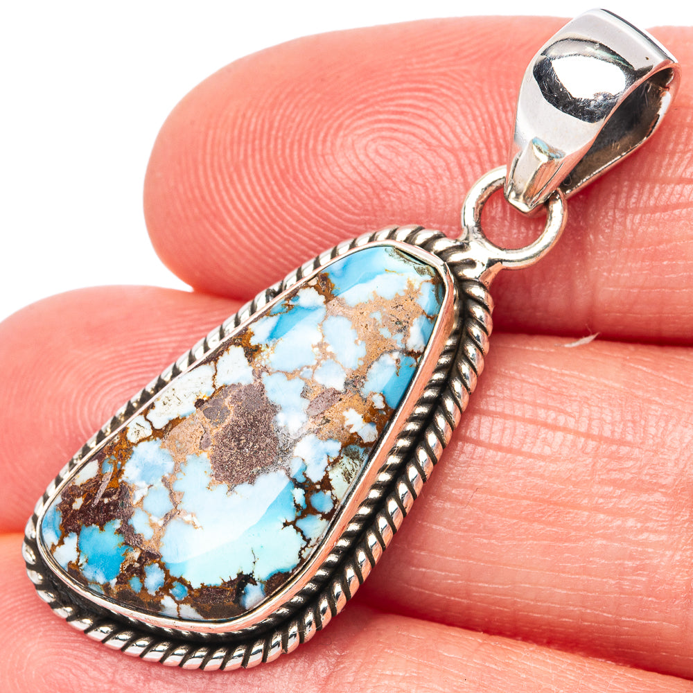 Rare Golden Hills Turquoise Pendant 1 5/8" (925 Sterling Silver) P42705