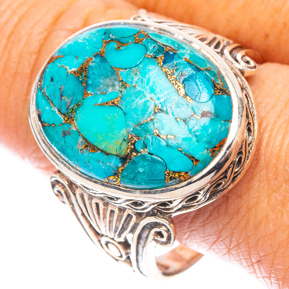 Blue Copper Composite Turquoise Ring Size 11.25 (925 Sterling Silver) R7110