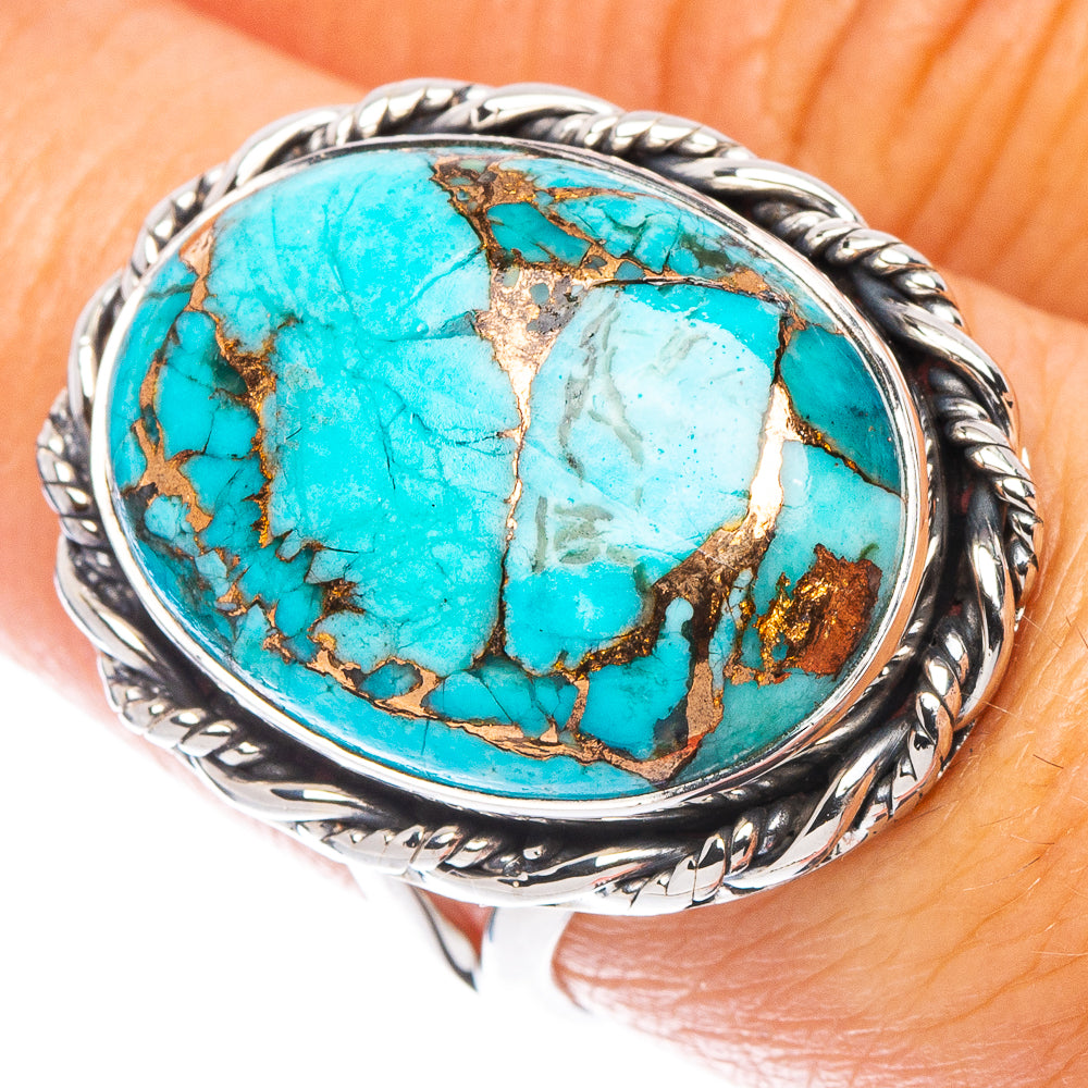 Blue Copper Composite Turquoise Ring Size 7 (925 Sterling Silver) R7111