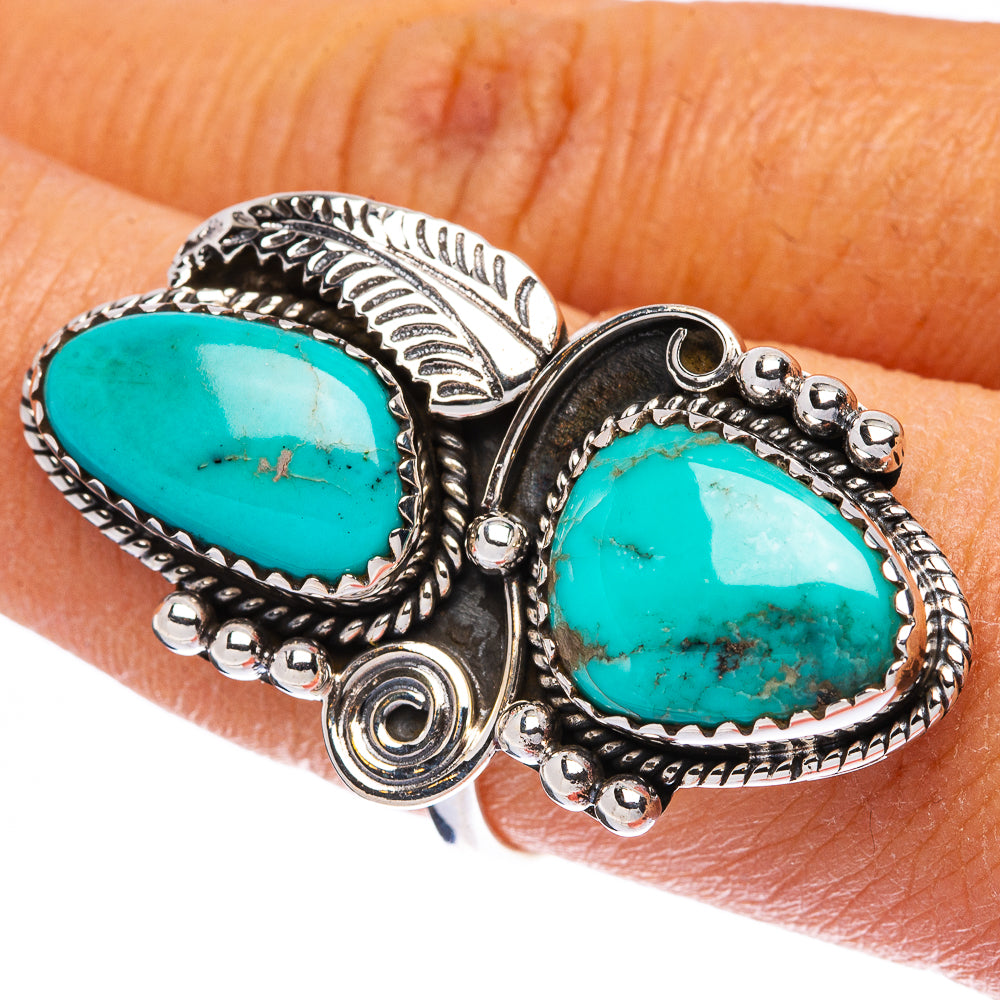 Large Tibetan Turquoise Ring Size 8 (925 Sterling Silver) R146239