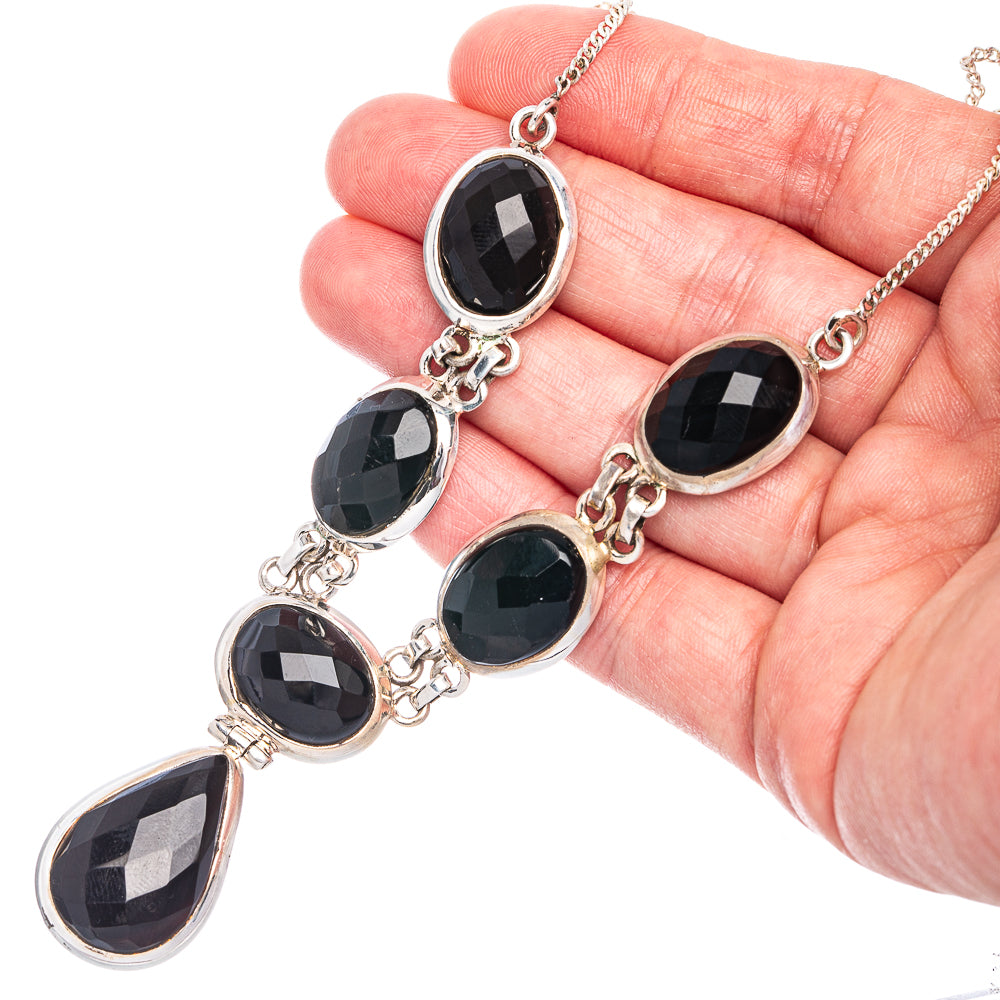 Black Onyx Necklace 17 1/4" (925 Sterling Silver) N90089