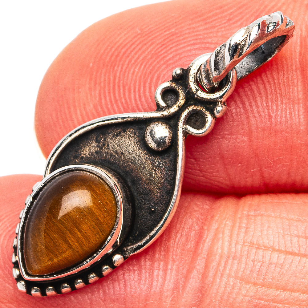 Tiger's Eye Dainty Pendant 1 1/8" (.925 Sterling Silver)