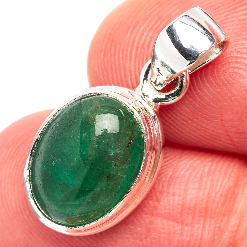 Rare Premium Zambian Emerald Pendant 7/8" (.925 Sterling Silver)