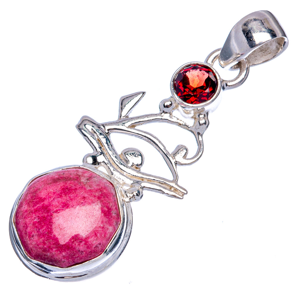 Rhodochrosite, Garnet Pendant 1 5/8" (925 Sterling Silver) P40166
