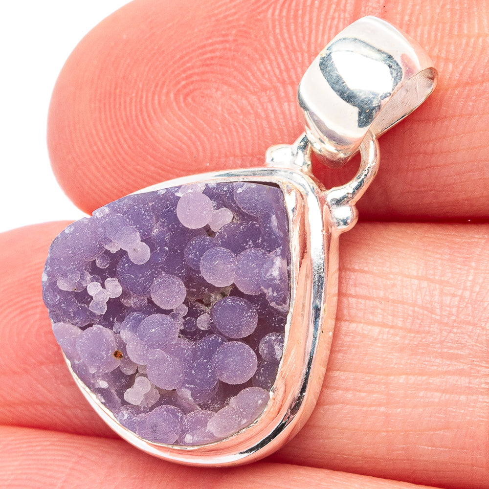 Rare Grage Agate Pendant 1 1/8" (.925 Sterling Silver)