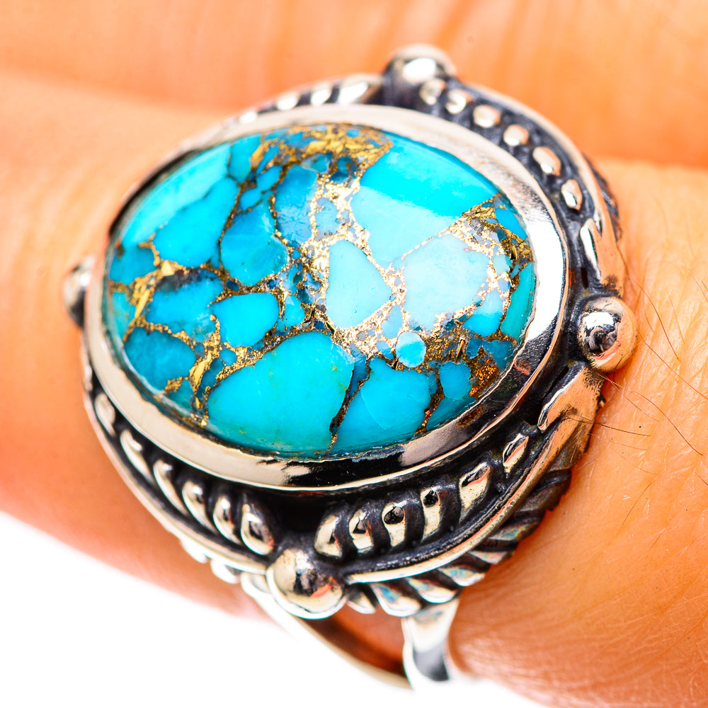 Blue Copper Composite Turquoise Ring Size 7.25 (925 Sterling Silver) RING138951