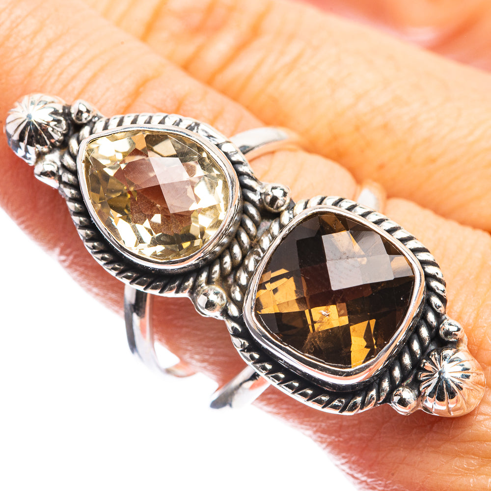 Large Smoky Quartz, Citrine Ring Size 9.5 (925 Sterling Silver) R143190