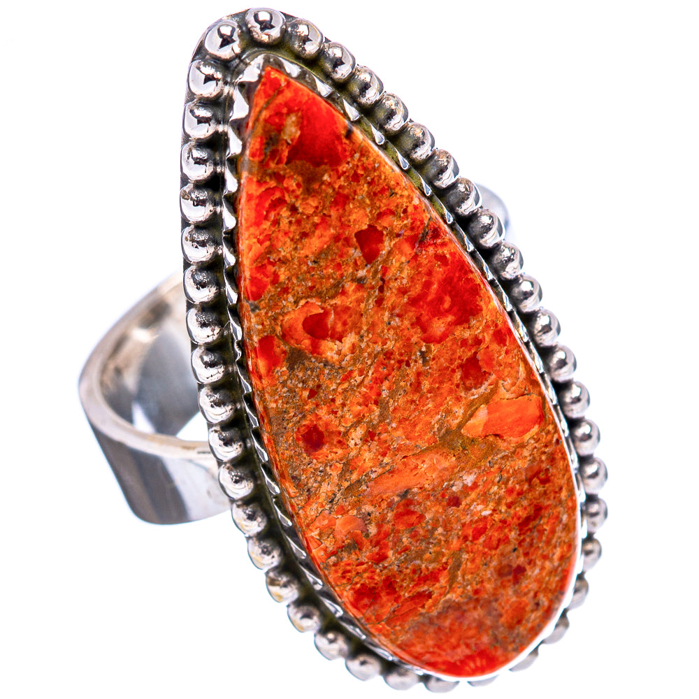Sponge Coral Ring Size 7 Adjustable (.925 Sterling Silver)
