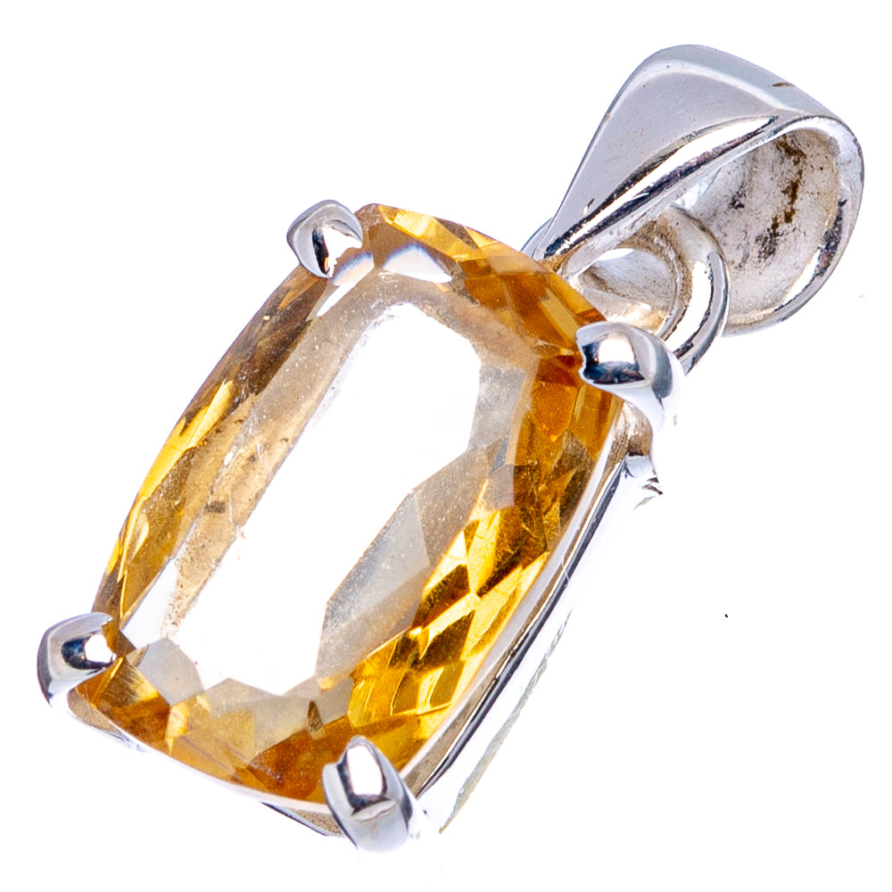 Faceted Citrine Dainty Pendant 7/8" (.925 Sterling Silver)