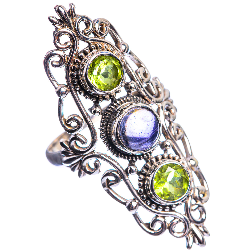 Large Tanzanite, Peridot 925 Sterling Silver Ring Size 9.5