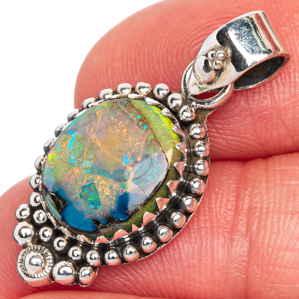 Rare Sterling Opal Pendant 1 1/4" (925 Sterling Silver) P40697
