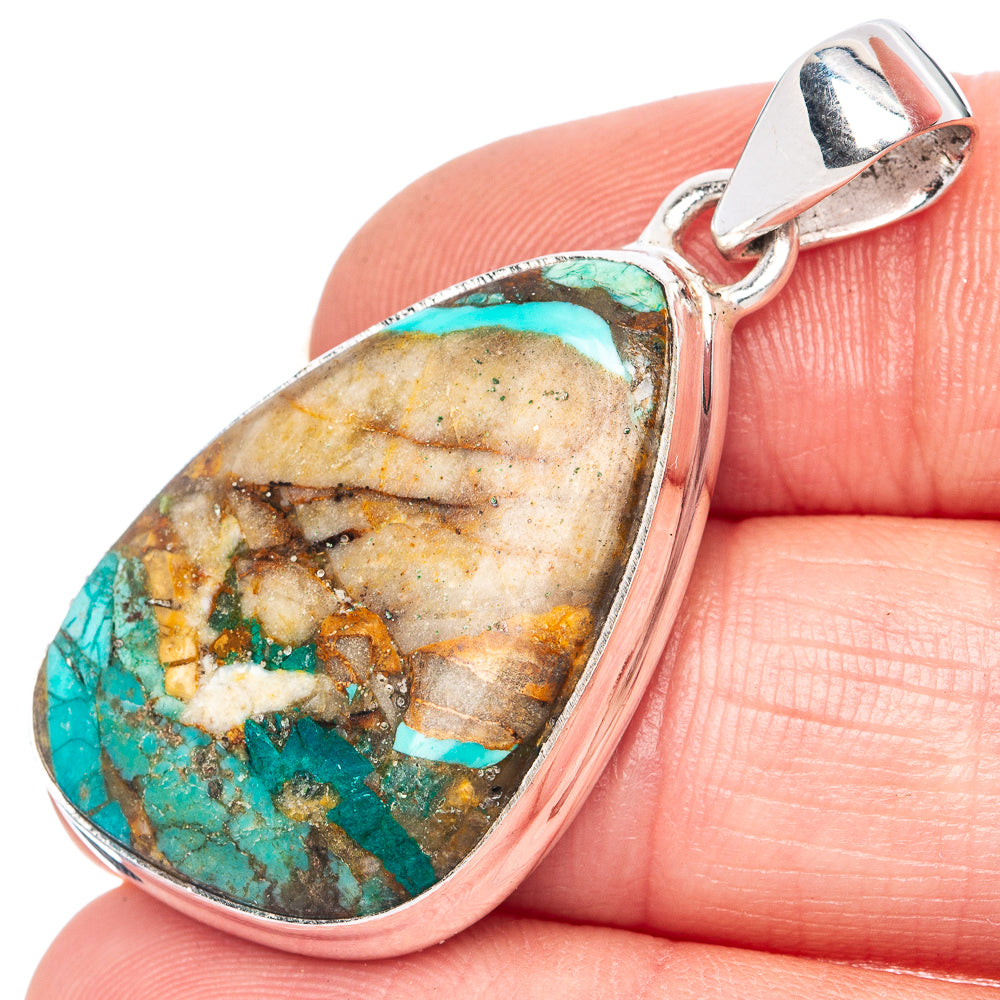 Rare Matrix Royston Turquoise Pendant 1 5/8" (925 Sterling Silver) P41458