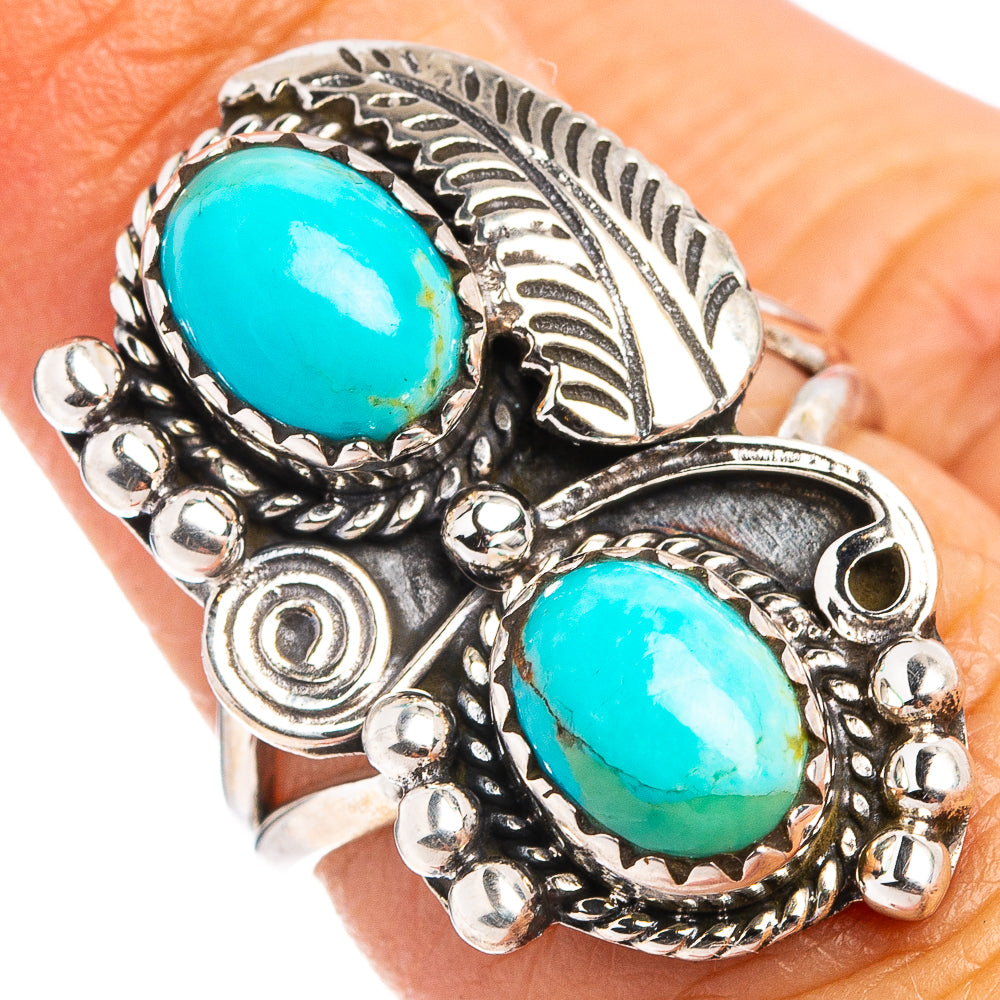 Native Style Mohave Turquoise Ring Size 6 (.925 Sterling Silver)