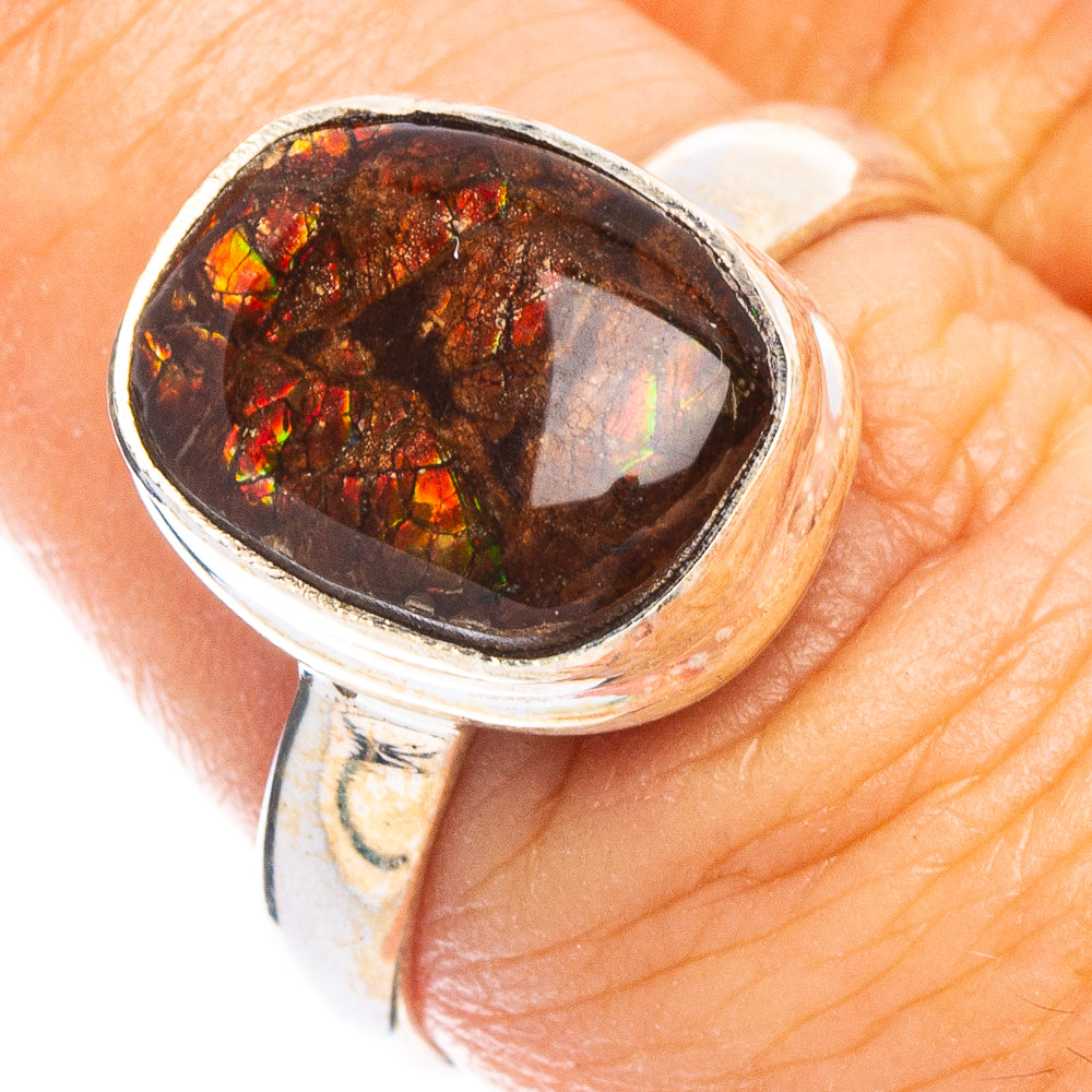 Rare Ammolite Ring Size 8 (925 Sterling Silver) R6698