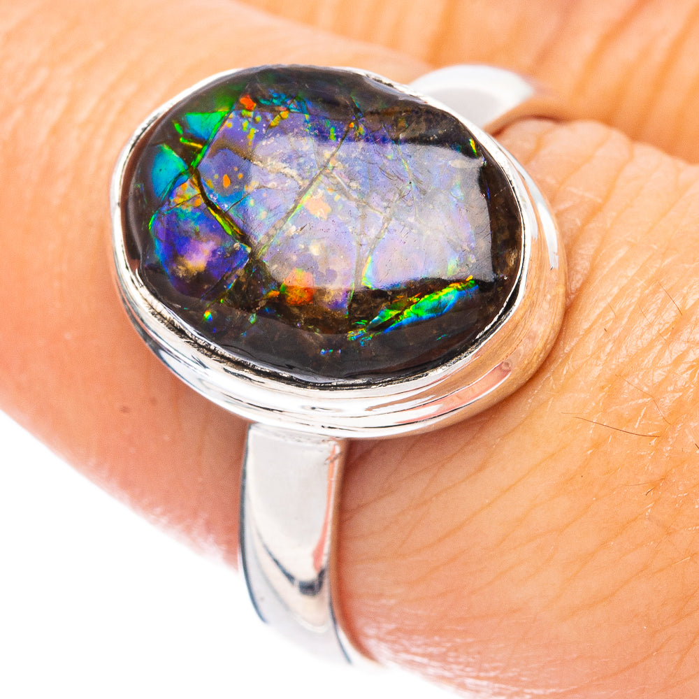 Rare Ammolite Ring Size 8 (925 Sterling Silver) R4919
