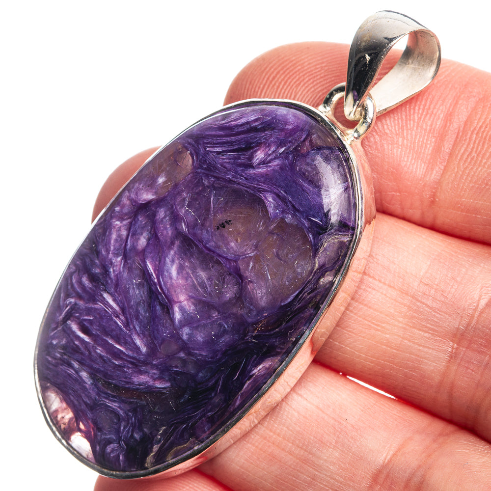 Charoite 925 Sterling Silver Pendant 2"