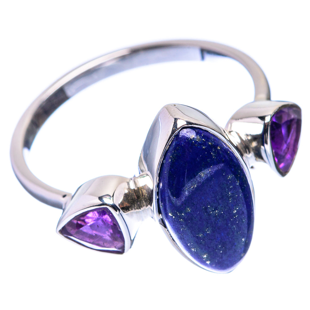 Premium Lapis Lazuli, Amethyst Ring Size 8 (925 Sterling Silver) R141789