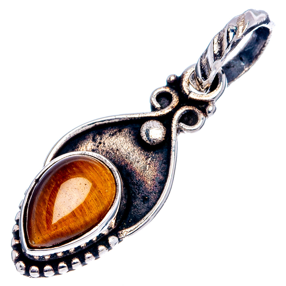Tiger's Eye Dainty Pendant 1 1/8" (.925 Sterling Silver)