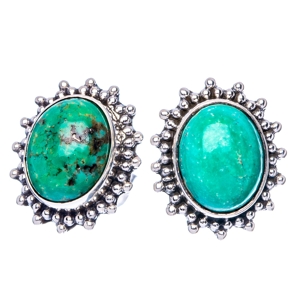Tibetan Turquoise Earrings 5/8" (925 Sterling Silver) E1527