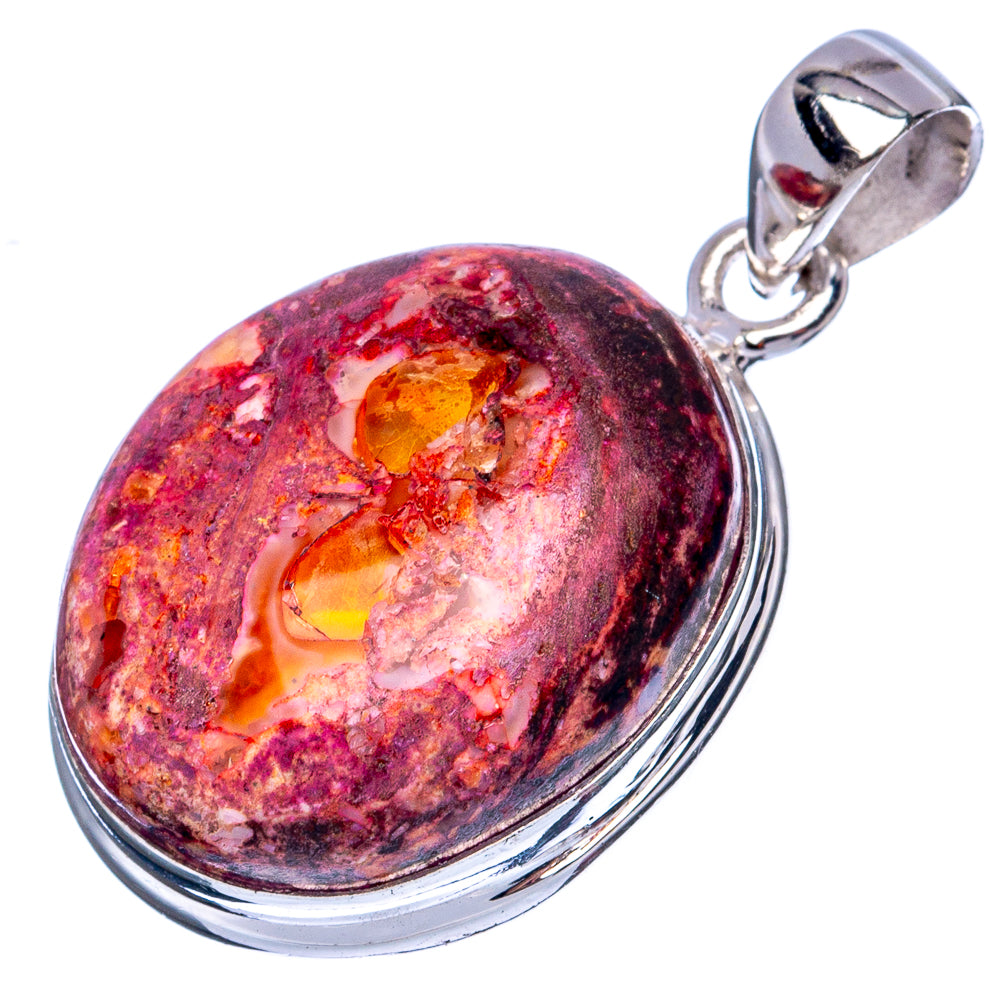 Rare Mexican Fire Opal Pendant 1 3/8" (925 Sterling Silver) P41970