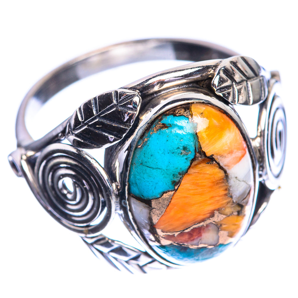 Spiny Oyster Turquoise 925 Sterling Silver Ring Size 7.75