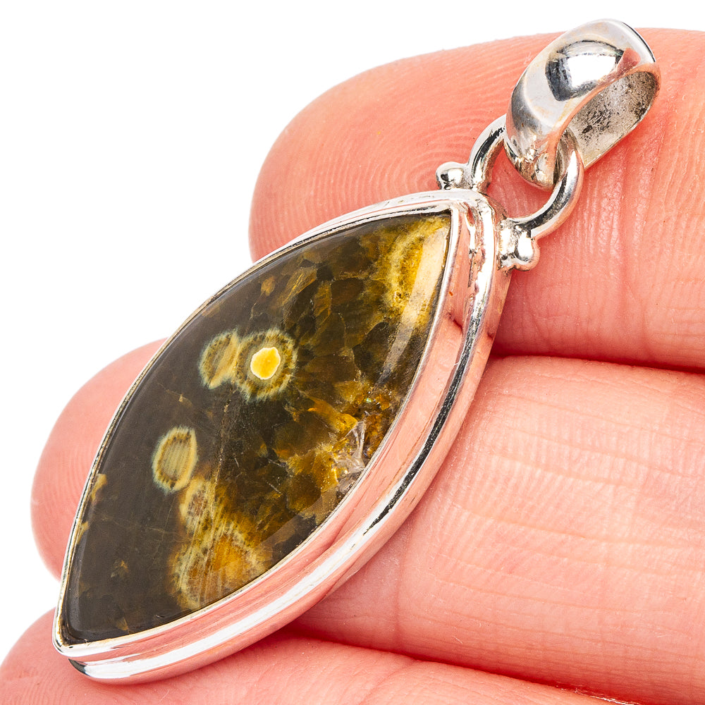 Ocean Jasper Pendant 1 5/8" (.925 Sterling Silver)