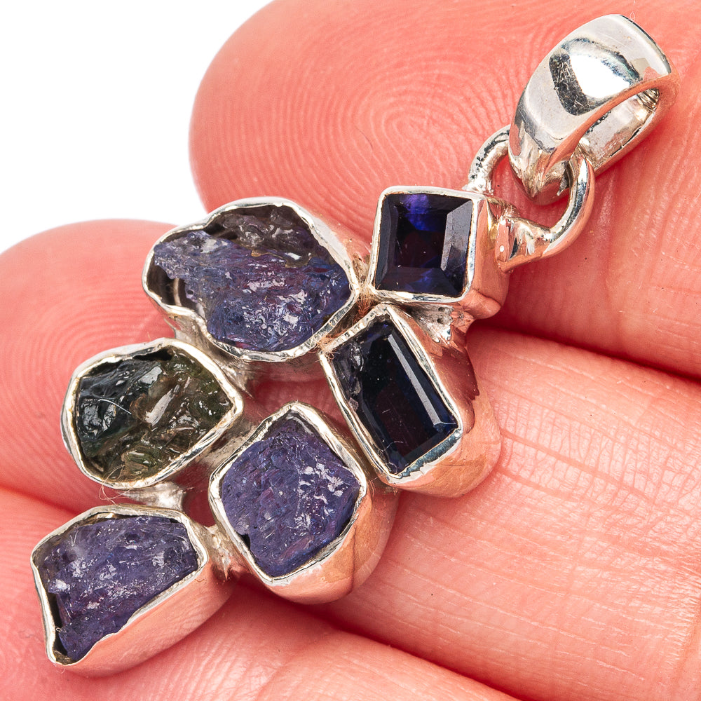 Tanzanite, Black Onyx Pendant 1 3/8" (925 Sterling Silver) P44355
